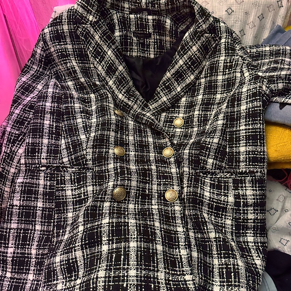 Lane Bryant Blazer Coat (Black and White)